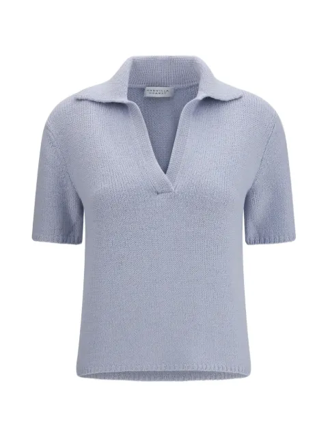 Gabriela Hearst Sohan short-sleeved V-neck sweater Blue 2269093A090