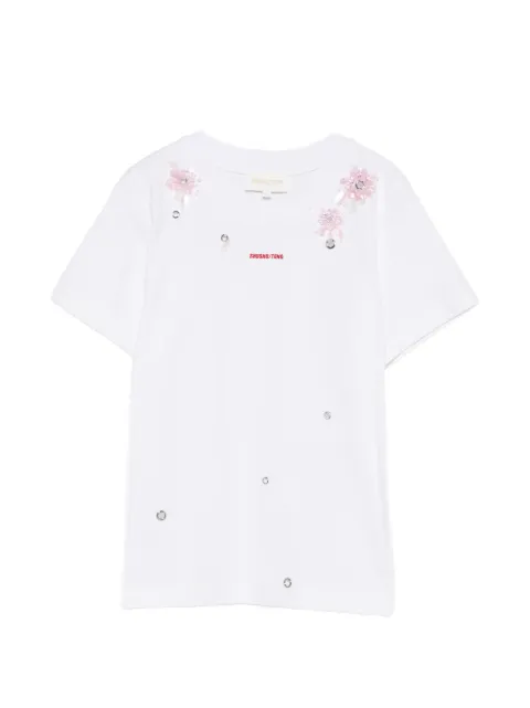 SHUSHU/TONG floral appliqué T-shirt White FSDFTO01COT001WP100