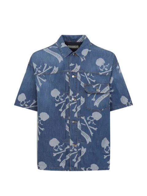 Mastermind World skull print shirt Blue MW26SE1SH001002