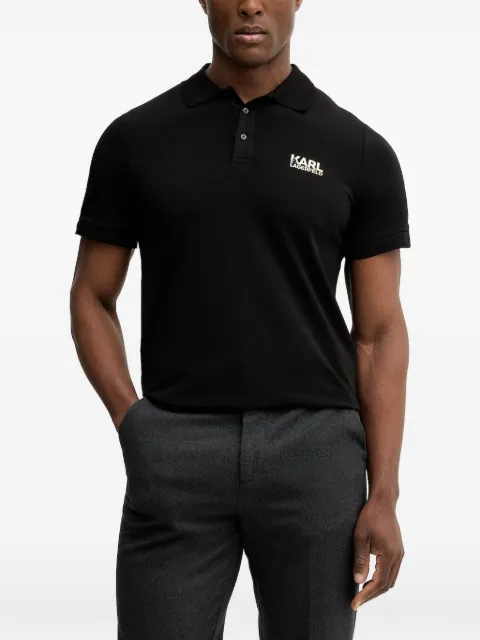 Karl Lagerfeld logo-print short-sleeve polo shirt Black 745780561235
