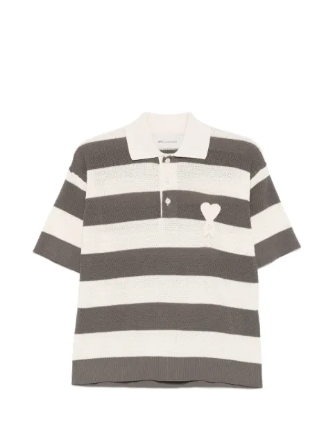 AMI Paris striped heart polo shirt Grey FPL430KN0153A152