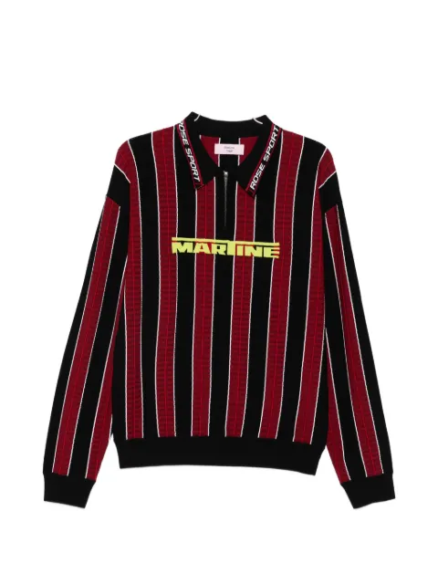 Martine Rose striped zip polo shirt Black 958YA12120