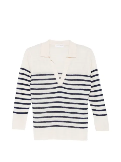 Majestic Filatures striped polo knitwear Neutrals K264FPO044