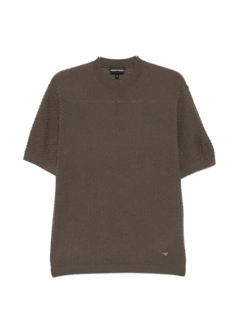 Emporio Armani textured wool top Brown EM005303AF23553