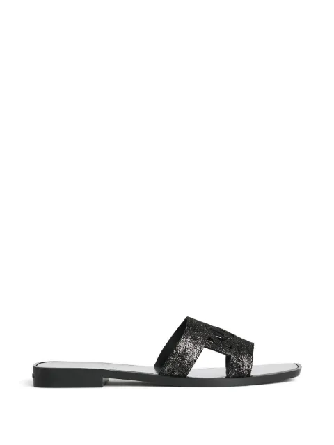 Karl Lagerfeld glitter-effect cut-out slides Black KL80402