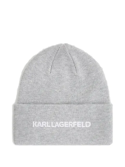 Karl Lagerfeld logo-embroidered ribbed beanie Grey A3W33143257