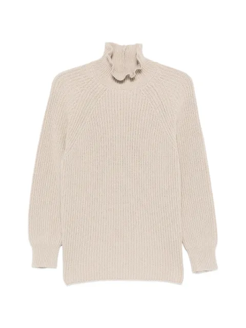 Max Mara ruffled cotton sweater Neutrals 2611361343600