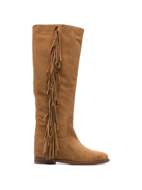 Via Roma 15 fringe-detail knee length boots Brown 4617LVELOUR