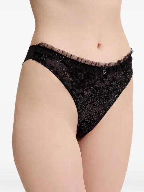 Armani Exchange sequin-embellished lace-trim briefs Black AF15898EW000394