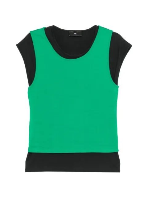 LII layered sleeveless T-shirt Green SS26UT108GREENBLACK