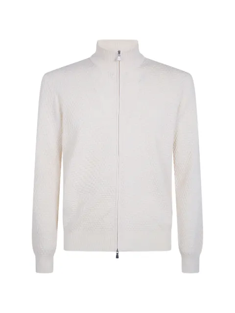 Gran Sasso honeycomb-knit zip-up jacket White 5817818162
