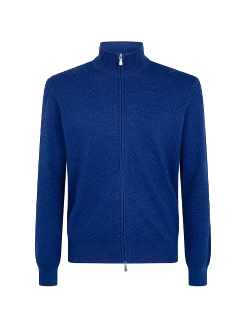 Gran Sasso honeycomb-knit zip-up jacket Blue 5817818162