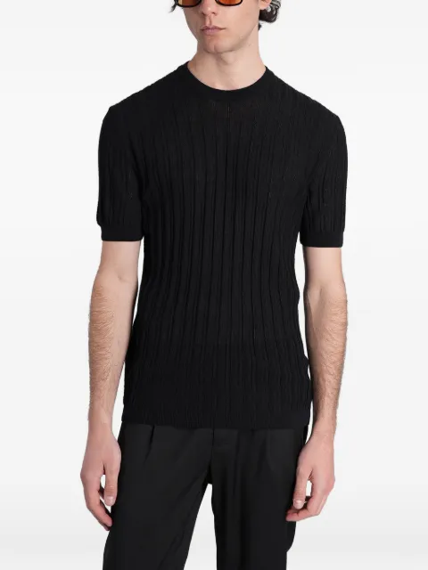 Low Brand K221 ribbed-knit T-shirt Black LM26012