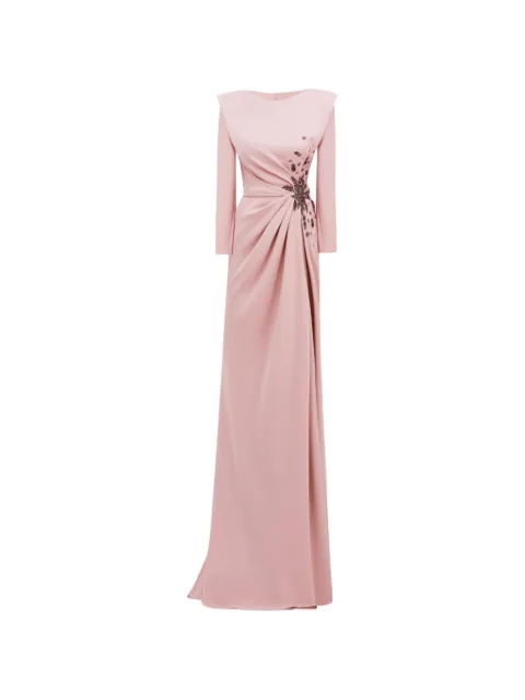 Gemy Maalouf structured-shoulders maxi dress Pink GMW257393LD
