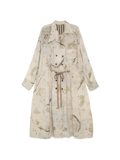 Ziggy Chen graphic-print double-breasted coat Neutrals 0W261060551