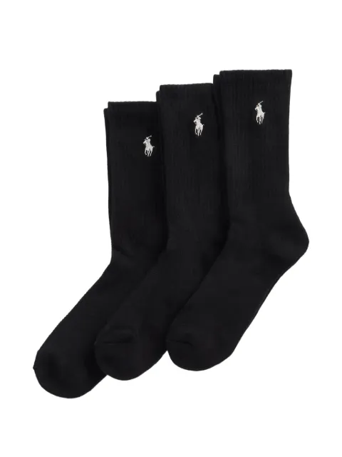 Polo Ralph Lauren Cushioned Sport Crew embroidered socks (set of three) Black 455918021002