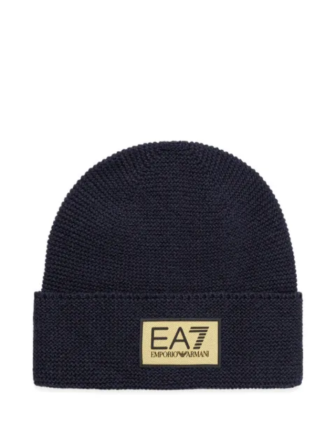 Ea7 Emporio Armani logo-patch beanie hat Blue 7X000247AF18021
