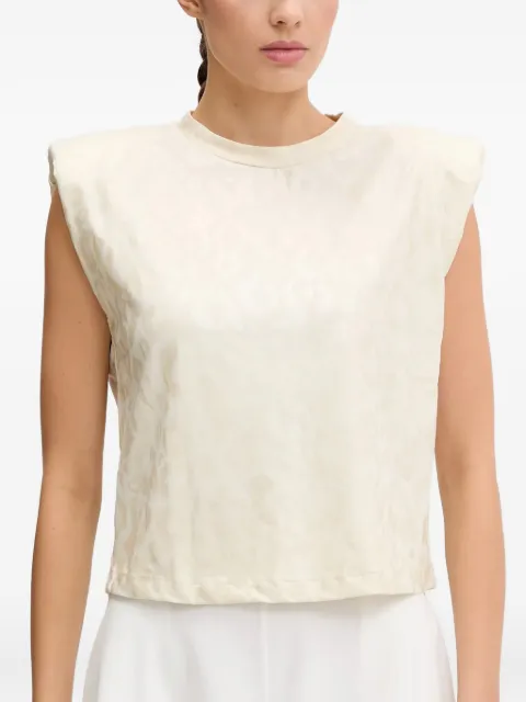 Ea7 Emporio Armani padded-shoulder leopard-print top Neutrals 7W000482AF10373