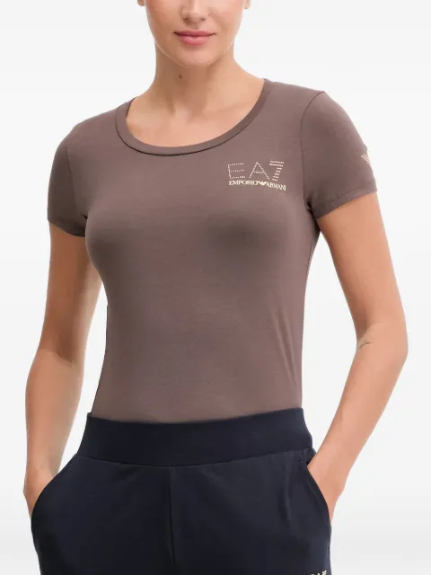 Ea7 Emporio Armani logo-embellishment T-shirt Brown TJDQZ8NTT65