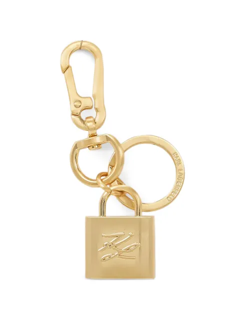 Karl Lagerfeld K/Autograph padlock logo-plaque keyring Gold A3W50049780