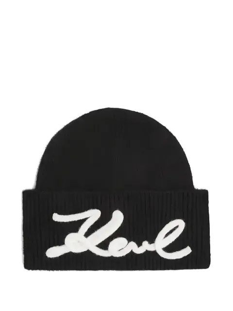 Karl Lagerfeld knitted logo hat Black A4W33009999