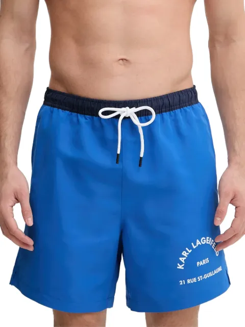 Karl Lagerfeld logo-print drawstring swim shorts Blue B1M46008327