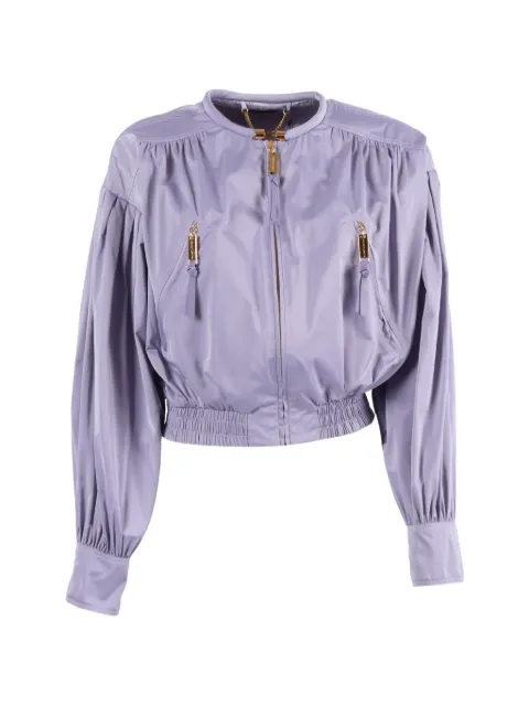 Elisabetta Franchi bomber jacket in voile fabric Purple GB00261E2