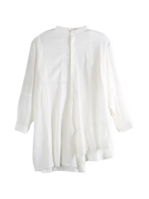 Y's lace-trim asymmetric shirt White YKB18018