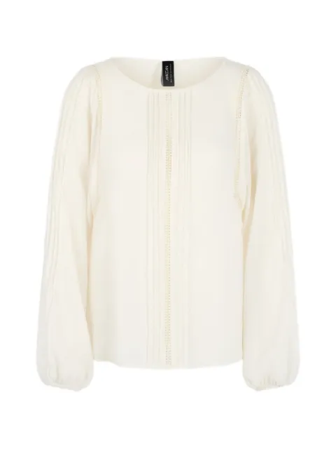 MARCCAIN pleated lace-trim blouse Neutrals AC5133W30