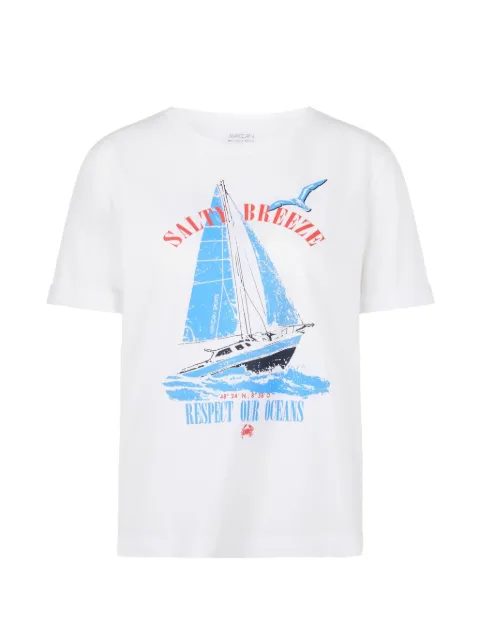 MARCCAIN graphic-print rolled-cuff T-shirt White AS4850J69
