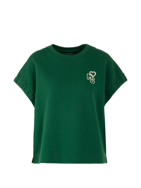 MARCCAIN logo-embroidered cap-sleeve T-shirt Green AS4827J33