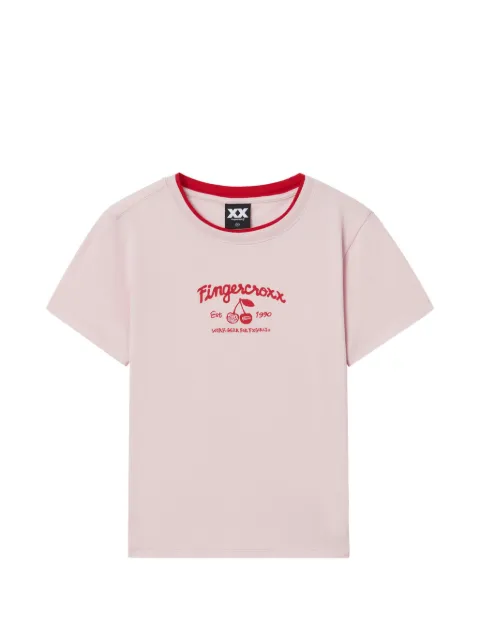 FINGERCROXX logo-print ringer T-shirt Pink FFXTEW01413X