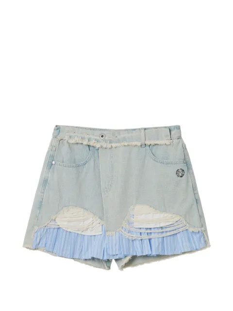 Musium Div. distressed ruffled shorts Blue MMUSPW01240Y