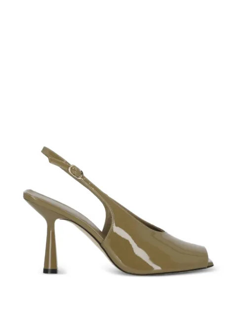 Stuart Weitzman slingback court shoes Green VALSLINGBACK85PATENTGOLDENOLIVE