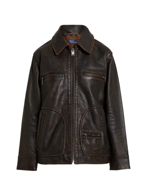 Polo Ralph Lauren leather moto jacket Brown 211B16683001