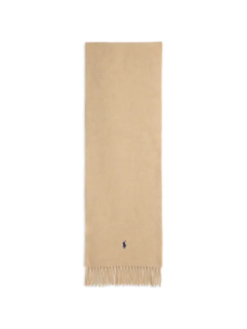 Polo Ralph Lauren fringed-trim embroidered scarf Neutrals 455P03868