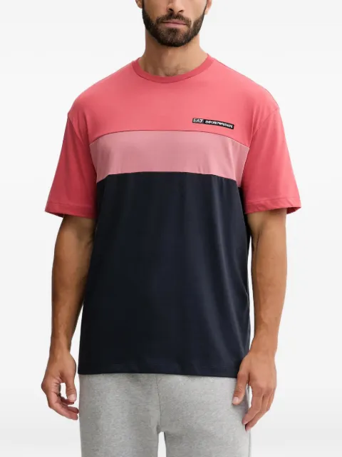 Ea7 Emporio Armani colour-block logo-patch T-shirt Pink 7M000935AF16548