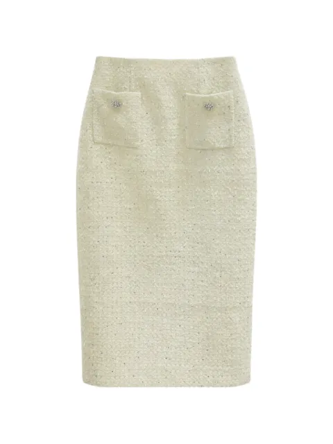 Self-Portrait boucle pocket skirt White S26026MSKG
