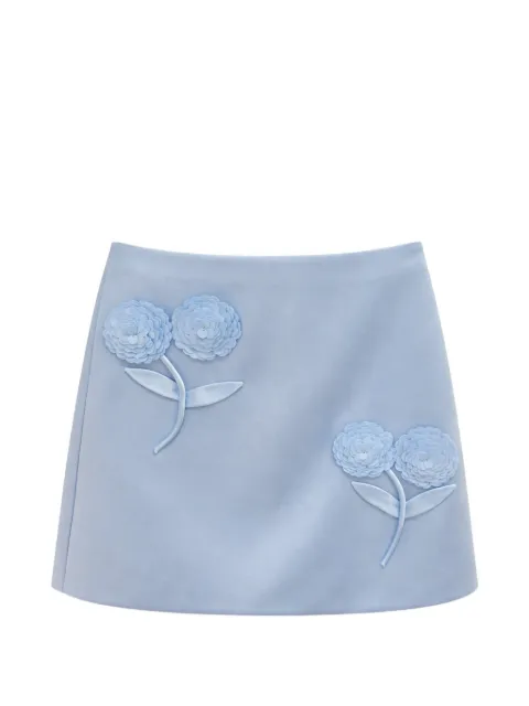 Self-Portrait sequin flowers mini skirt Blue SS26174SKBL