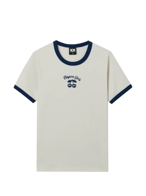 FINGERCROXX crewneck cotton T-shirt Neutrals FFXTEW01403X