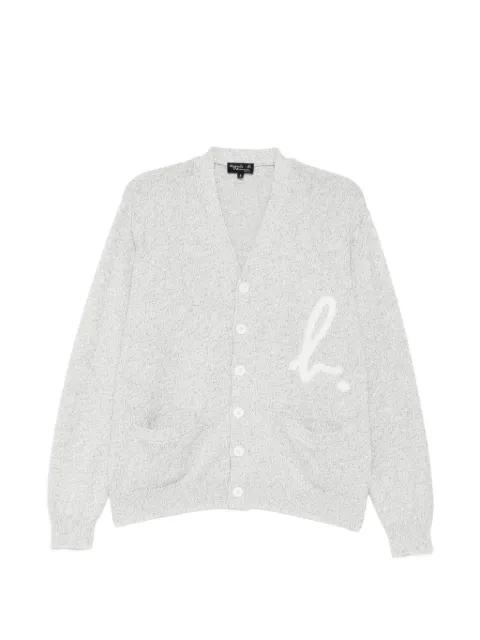 agnès b. logo V-neck cardigan Grey B350LX38