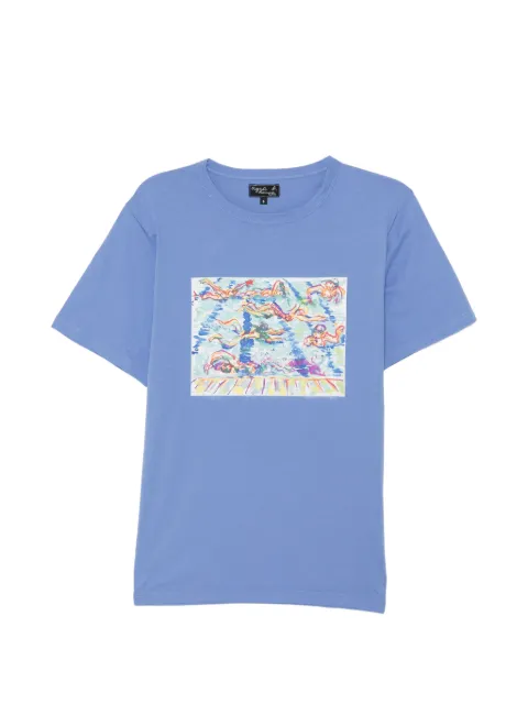 agnès b. graphic-print cotton T-shirt Blue EBK7SFP3