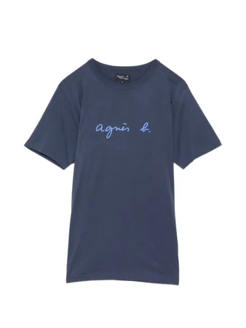 agnès b. logo-print round neck T-shirt Blue EBK7S137