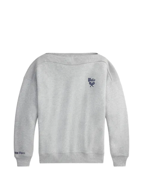 Polo Ralph Lauren bateau-neck logo-embroidered sweater Grey 211B24228001