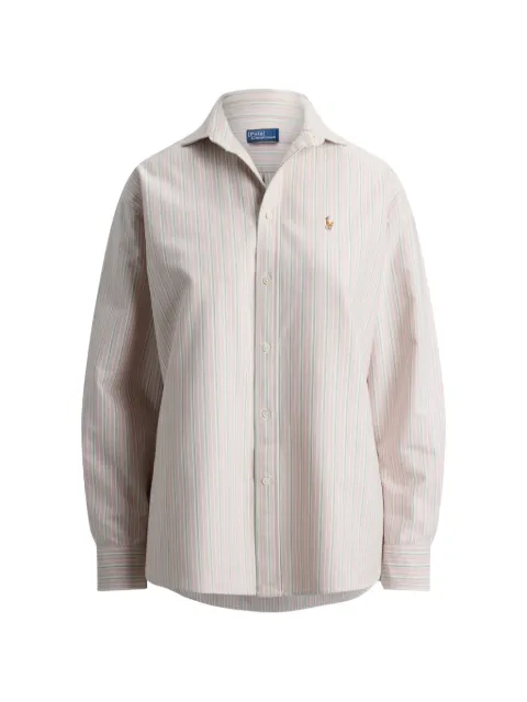 Polo Ralph Lauren striped embroidered-logo shirt Pink 211B21507003