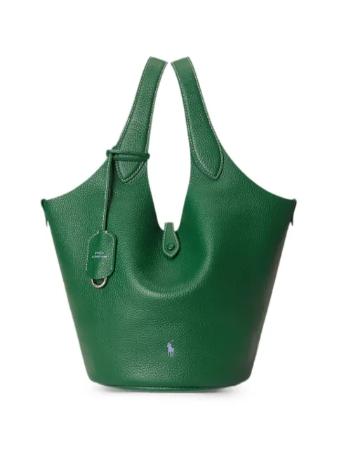 Polo Ralph Lauren Polo Play logo calf leather tote bag Green 428P21989009
