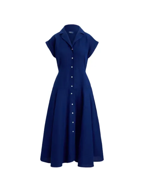 Polo Ralph Lauren A-line linen shirt midi dress Blue 211B22538002
