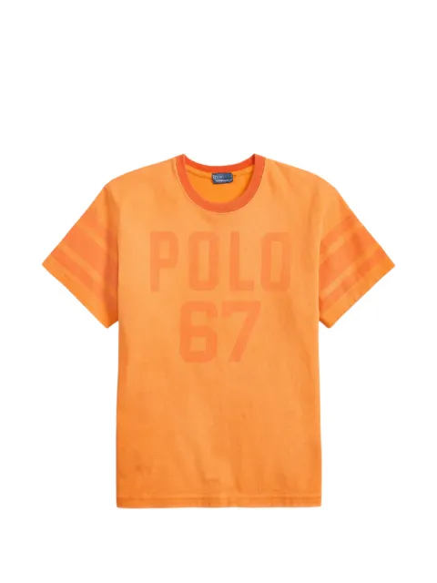 Polo Ralph Lauren graphic-print striped-sleeve T-shirt Orange 211B17794001