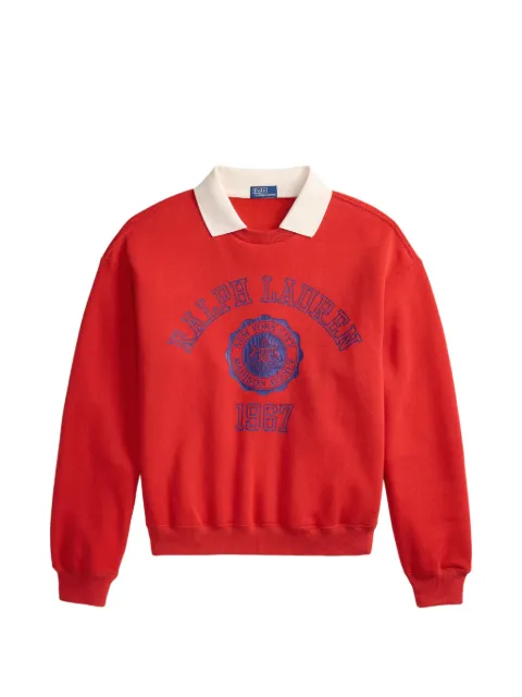 Polo Ralph Lauren crest-print layered-collar sweater Red 211B17805002