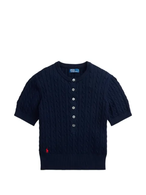 Polo Ralph Lauren cable-knit short-sleeve top Blue 211B17746002